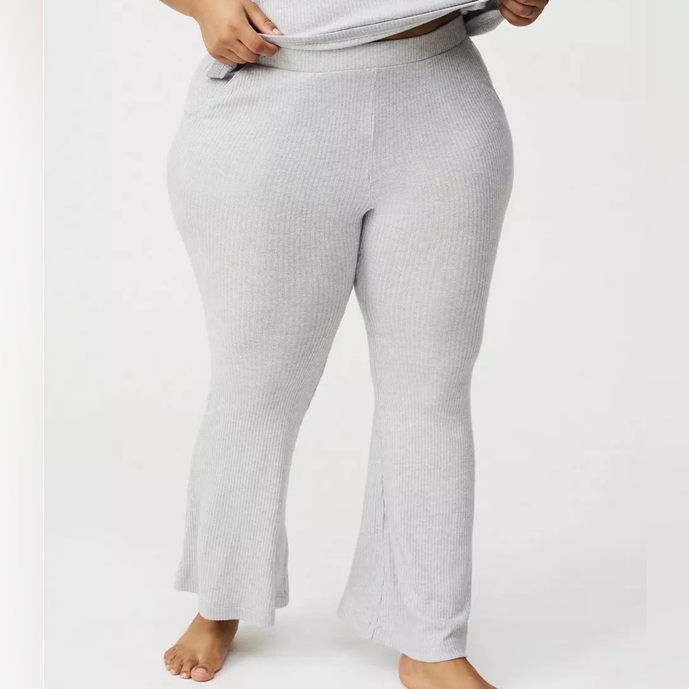 TORRID Shimmer Light Gray Ribbed Knit Flare Lounge Pants